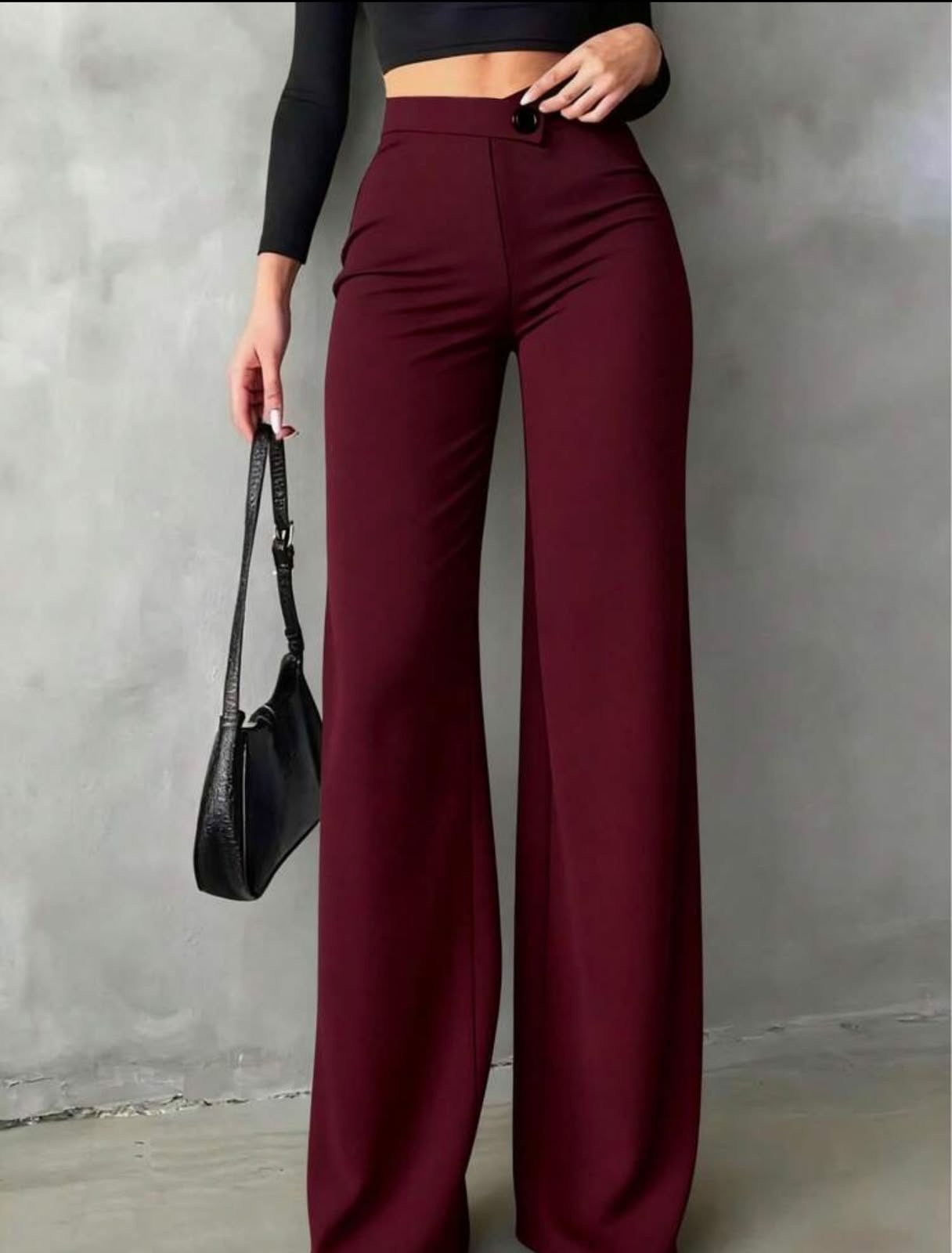 High-rise wide-leg trousers in Burgundy